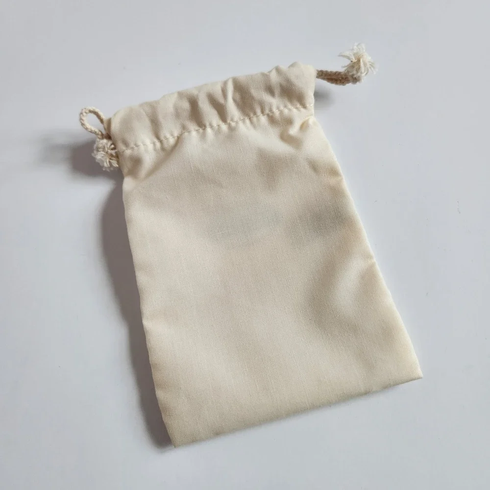 Authentic Fossil Jewelry Pouch Cream Cotton Drawstring‎ Bag